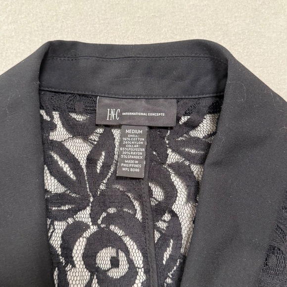 I.N.C. Sheer Black Lace Romantic Feminine Goth Blazer Jacket Women Medium - Picture 11 of 15